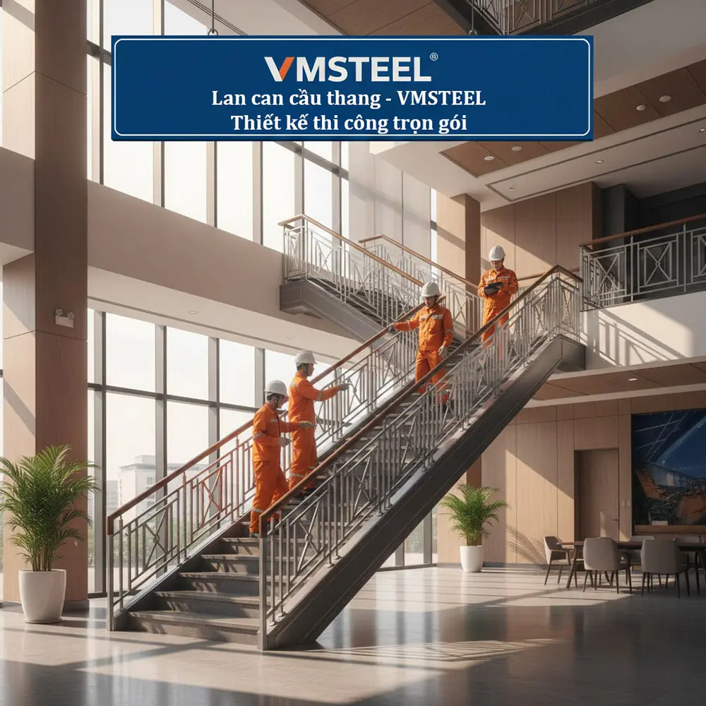 Lan can cầu thang VMSTEEL | Thiết kế thi công trọn gói
